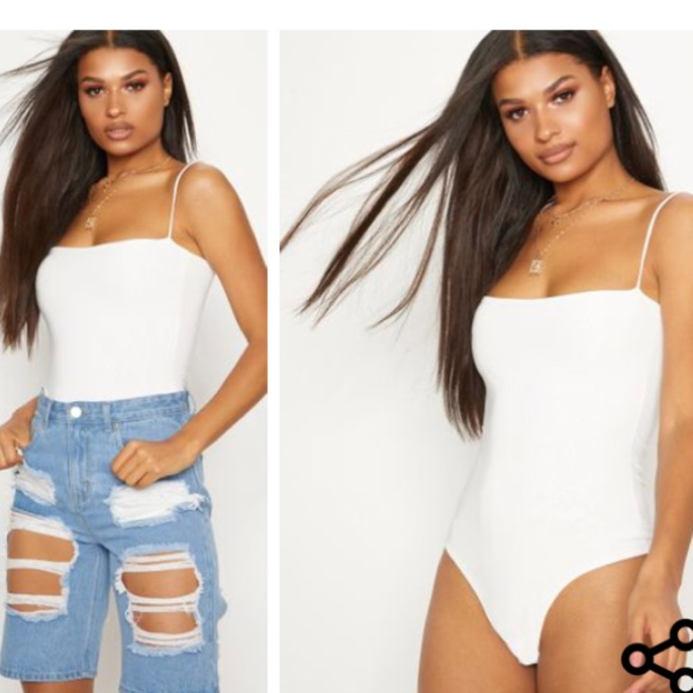 Sexy White Thin Strap Bodysuit